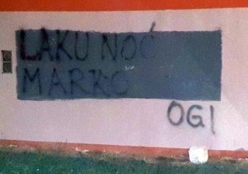 “LAKU NOĆ MARKO, OGI “Na sjedištu DNS-a u Banjaluci ponovo osvanuo grafit