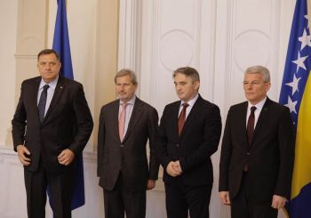GOST IZ BRISELA: Članovi Predsjedništva BiH sa komesarom za proširenje EU Johanesom Hanom