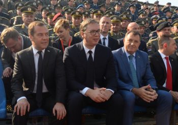 Vučić, Medvedev i Dodik na vojnoj vježbi "Sloboda 2019"